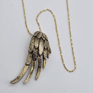 Gold Angel Wing Birds Wing Necklace Dainty Delicate Gold Plate Sterling Chain